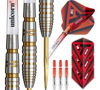 Unicorn Darts Set Contender | Tim Wolters | 90% Tungsten Barrels with Intricately Machined Gold Accents | Durable Stunning Ultrafly Flights | Steel Tip Gold Volute Points | 24 g