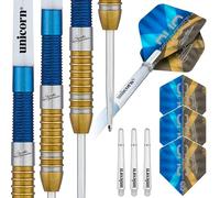 Unicorn Darts Set | Gary 'The Flying Scotsman' Anderson Duo | 90% Tungsten Barrels with Two-Tone Blue & Golden Titanium Coatings | Steel Tip Volute Points | 21 g or 23 g