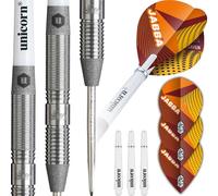Unicorn Darts Set Global | Jamie Caven | 90% Natural Tungsten Barrels with Tactile Sandblasted Grey Ring Accents | Durable Stunning Ultrafly Flights | Steel Tip Volute Points | 25 g
