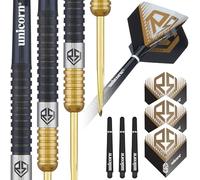 Unicorn Darts Set | Ross 'Smudger' Smith | 90% Tungsten Barrels with Two-Tone Black & Golden Titanium Coatings | Steel Tip Gold Volute Points | 22 g