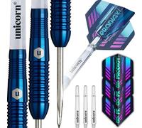 Unicorn Darts Set U-Tech | Prodigy Style 2 | 95% Tungsten Barrels with Navy Blue Titanium PVD Coating & Intricately Machined Grip Rings | Durable Ultrafly Flights | Steel Tip Volute Points | 27 g