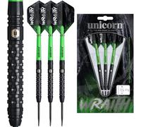 Unicorn Darts Set | Wraith | 90% Tungsten Barrels with Complex Milled Grip | Durable 100 Micron Ultrafly Flights | Black Steel Tip Volute Points | 23 g