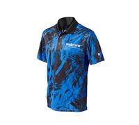 Unicorn Darts Shirt | Pro-Tech Camo | Cool Breathable Soft Feel Micro Mesh 3-Tuk Polyester | Blue with Black Collar & White Logo | Large | to fit Chest 41-43 inches