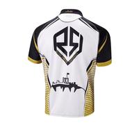 Unicorn Darts Shirt | Ross 'Smudger' Smith | Premier | Cool Breathable Soft-Feel Micro Mesh 3-Tuk Polyester | Black, White and Gold | Button Front | Large | To fit chest 41-43 inches