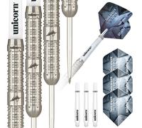 Unicorn Steel Tip Professional Darts Set | Seigo 'The Ninja' Asada Silver Star | 80% Natural Tungsten Barrels | 24 g