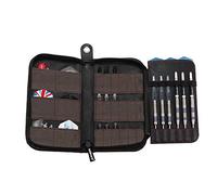 Unicorn Darts Wallet Case, Maxi Plus Tri-Fold, Holds 1 Fully Loaded Set of Darts, Holds 6 Sets of Shafts and Flights, Contrast Flights and Accessory Pockets, Black, Secure Zip Fastening
