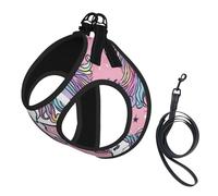 Unicorn Design01 Print Pet Vest Harnesses Leash Set Reflective Puppy Vest Dogs Walking Training Dog Harness