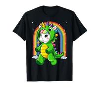 Unicorn Dinosaur Costume Cosplay Colourful Rainbow Boy Girl T-Shirt
