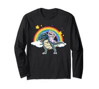 Unicorn Dinosaur T-rex Rainbow Galaxy Boys Girls Long Sleeve T-Shirt