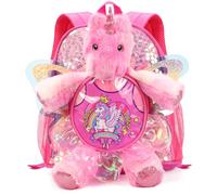 Unicorn Doll Backpacks for Girls, Cute Butterfly Wings Sequins Leather Bookbag, Cartoon Toddler Kids Schoolbag for Kindergarten Nursery Preschool, Stuffed Anima Gift for Christmas Back School Birthday