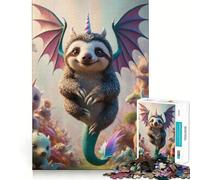 Unicorn Dragon Baby Sloth Hybrid Jigsaw 1000 Pieces Memory Skill Fun Smooth Edge Perfect Interlock Fun-filled Way to Fill Empty Hours (38x26cm)