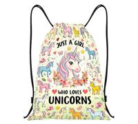 Unicorn Drawstring Bags, Unicorns Waterproof Swimming Bag, Cute Animal Drawstring Backpack, Lightweight Swimming Bags for Girls & Women, Large Capacity String Bag for Sports, School and Travel