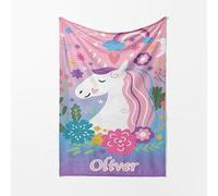 Unicorn Dream Personalised Blanket - Add Name - Magical Unicorn Throw for Kids Bedroom - Cuddle Fleece or Polar Fleece - Small Medium Large - Girls Custom Fantasy Gift