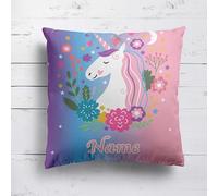 Unicorn Dream Personalised Cushion - Add Name - Magical Unicorn Pillow for Kids Bedroom - Multiple Sizes & Fabrics - Cover or Filled - Girls Custom Fantasy Room Decor