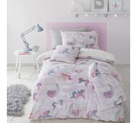 Unicorn Dreams Glow in the Dark Fleece Pink Kids Single Duvet Cover Set