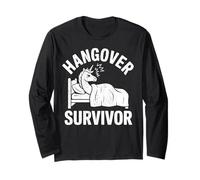 Unicorn Drinking Hangover Survivor Funny Long Sleeve T-Shirt