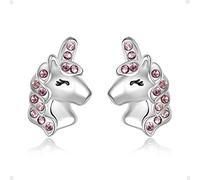 Unicorn Earrings for Girls, 925 Sterling Silver CZ Lucky Unicorn Stud Earrings Birthday Christmas Jewellery s for Daughter Granddaughter