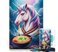 Unicorn Eating Ramen in The Night Jigsaw Puzzles 1000 Cognitive Skill Toy Smooth Burr Free Surface Relaxing Indoor Group Activity (38x52cm)