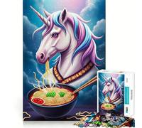 Unicorn Eating Ramen in The Night Puzzle for Adults 1000 Pieces Memory Play Game Firm Fit Secure Assembly Meaningful Connection Building Game (50x75cm)