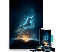 Unicorn Emerging from Book 1000-piece Jigsaw Puzzles Brain Focus Game Expert Cutting Craftsmanship Fascinating Hobby for Idle Moments (38x26cm)