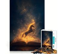 Unicorn Emerging from Book Jigsaw Puzzles 1000 Cognitive Skill Toy Smooth Burr Free Surface Relaxing Indoor Group Activity (50x75cm)