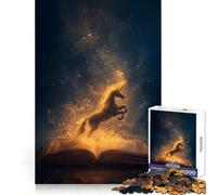 Unicorn Emerging from Book Jigsaw Puzzles for Teenagers 1000 Piece Logic Ability Slow Leisure Crisp Edges Festive Present (50x75cm)