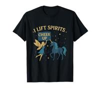 Unicorn Fairy Fantasy Graphic I Lift Spirits Blue Gold T-Shirt
