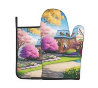 Unicorn Fairy Tale Kitchen Baking Two-Piece Set (Heat Insulation Gloves + Pot Holder), Anti-scalding and Heat Insulation