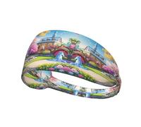 Unicorn Fairy Tale Prints Elastic Sports Headband Breathable and Sweat-Wicking Suitable for Yoga Running and Fitness