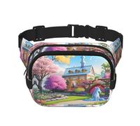 Unicorn Fairy Tale Square Double-Layer Waist Bag for Outdoor Activities Such as Sports, Travel, Hiking, Cycling