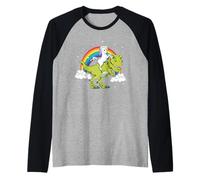 Unicorn Fantasy Dinosaur Tyrannosaurus T-Rex Rainbow Cloud Raglan Baseball Tee