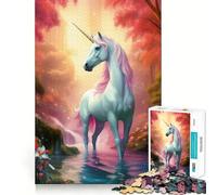 Unicorn Fantasy Landscape 1000-piece Jigsaw Puzzles Brain Training Fun Tight Interlock No Gaps Bonding Activity for Loved Ones (50x75cm)