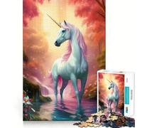 Unicorn Fantasy Landscape Jigsaw 1000 Piece Mind Skill Play Stable Fit No Shifting Parts Enjoyable Pastime for Long Weekends (38x26cm)