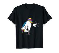 Unicorn Farting Rainbow Stars design Yoga Just Exhale T-Shirt