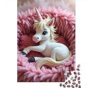 Unicorn Figurine 1000 Pieces Sustainable Board Cute Fantasy Style Mindfulness Puzzle for Adults Lettered Back Pieces Relaxation Activity Museum-quality Print 52x38cm/1000pcs
