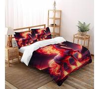 Unicorn Flame Bedding Set 3 Pieces 3D Digital Printing Animal Themes Wildlife Duvet Cover Set Chic Breathable Comforter Cover Girl Woman with Pillowcase Double（200x200cm）