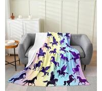 Unicorn Flannel Blankets,Dreamy Starry Sky Horse Fleece Blanket,Kids Girls Boys Adult Watercolor Rainbow Fuzzy Blankets Princess Style Sherpa Blanket Chair Sofa Bed Decor,90"×90"
