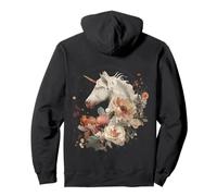 Unicorn Floral Fall Autumn Moon Magical Fantasy Mythic Women Pullover Hoodie