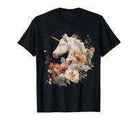 Unicorn Floral Fall Autumn Moon Magical Fantasy Mythic Women T-Shirt