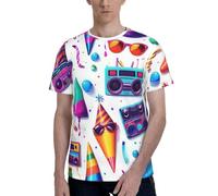 Unicorn Food Print Men Short Sleeve Crew Neck T-Shirt Breathable Stylish Casual Athletic Summer Wear Black
