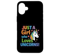 Unicorn for girls with rainbow and heart Case for iPhone 16 Plus