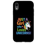 Unicorn for girls with rainbow and heart Case for iPhone XR