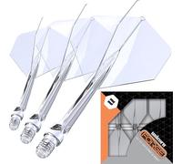 Unicorn Forge Integrated Dart Flights & Shafts | 1 Piece Construction for Perfect 90˚ Angle | Lightweight Tough Polymer | Standard Plus Shape & 2BA Thread | Medium Length Stem 26 mm | Clear | Set of 3