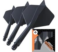 Unicorn Forge Integrated Dart Flights & Shafts | 1 Piece Construction for Perfect 90˚ Angle | Lightweight Tough Polymer | Standard Plus Shape & 2BA Thread | Medium Length Stem 26 mm | Black | Set of 3