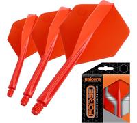 Unicorn Forge Integrated Dart Flights & Shafts | 1 Piece Design for Perfect 90˚ Angle | Lightweight Tough Polymer | Plus Shape & Standard 2BA Thread | Medium Length Stem 26 mm | Red | Set of 3
