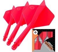 Unicorn Forge Integrated Dart Flights & Shafts | 1 Piece Construction for Perfect 90˚ Angle | Lightweight Tough Polymer | Standard Plus Shape & 2BA Thread | Medium Length Stem 26 mm | Red | Set of 3