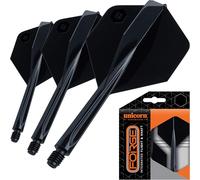 Unicorn Forge Integrated Dart Flights & Shafts | 1 Piece Construction for Perfect 90˚ Angle | Lightweight Tough Polymer | Standard Plus Shape & 2BA Thread | Medium Length Stem 26 mm | Black | Set of 3