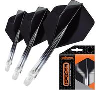 Unicorn Forge Integrated Dart Flights & Shafts | 1 Piece Design for Perfect 90˚ Fin Angle | Lightweight Tough Polymer | Plus Shape & Standard 2BA Thread | Medium Stem 26 mm | Clear & Black | Set of 3