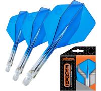 Unicorn Forge Integrated Dart Flights & Shafts | 1 Piece Design for Perfect 90˚ Fin Angle | Lightweight Tough Polymer | Plus Shape & Standard 2BA Thread | Medium Stem 26 mm | Clear & Blue | Set of 3