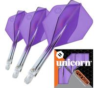 Unicorn Forge Integrated Dart Flights & Shafts | 1 Piece Design for Perfect 90˚ Fin Angle | Lightweight Tough Polymer | Plus Shape & Standard 2BA Thread | Medium Stem 26 mm | Clear & Purple | Set of 3
